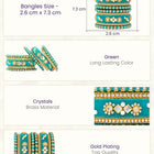 Gold Plated Green Crystal Festive Bangle Set
