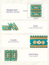 Gold Plated Green Crystal Festive Bangle Set