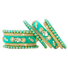 Gold Plated Green Crystal Festive Bangle Set