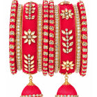 Gold Plated Red Crystal Classic Bangle Set