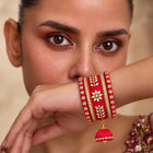 Gold Plated Red Crystal Classic Bangle Set