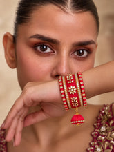 Gold Plated Red Crystal Classic Bangle Set