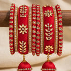 Gold Plated Red Crystal Classic Bangle Set