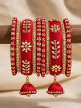 Gold Plated Red Crystal Classic Bangle Set