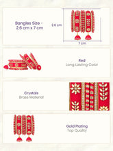 Gold Plated Red Crystal Classic Bangle Set