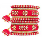 Gold Plated Red Crystal Classic Bangle Set