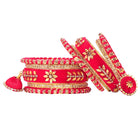 Gold Plated Red Crystal Classic Bangle Set