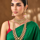 Gold Plated Pink Kundan Heritage Bridal Set