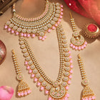 Gold Plated Pink Kundan Heritage Bridal Set