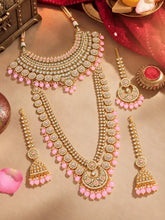 Gold Plated Pink Kundan Heritage Bridal Set