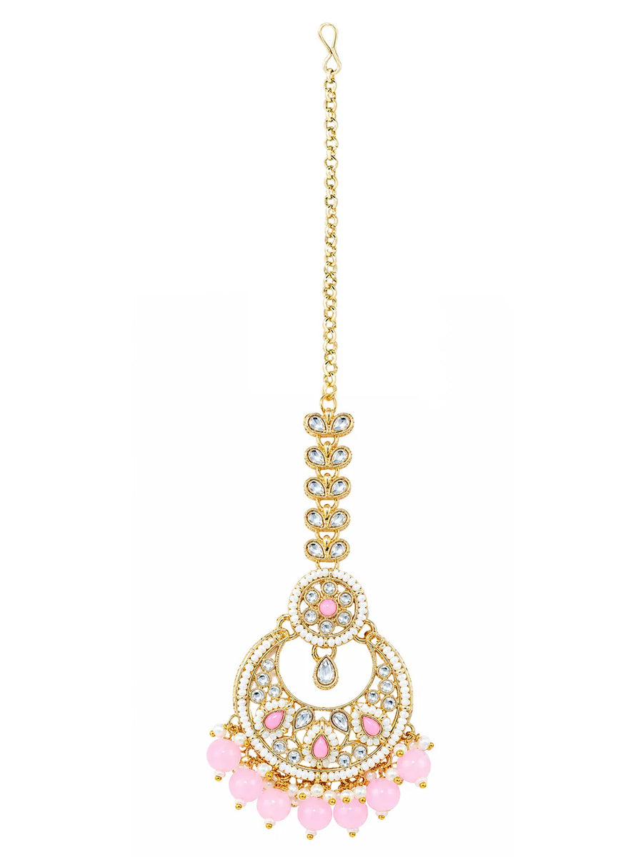 Gold Plated Pink Kundan Heritage Bridal Set