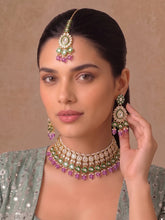 Gold Plated Green Purple Kundan Jewellery Set