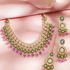 Gold Plated Green Purple Kundan Jewellery Set
