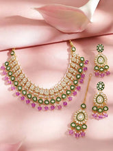 Gold Plated Green Purple Kundan Jewellery Set