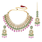 Gold Plated Green Purple Kundan Jewellery Set