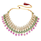 Gold Plated Green Purple Kundan Jewellery Set