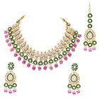 Gold Plated Green Purple Kundan Jewellery Set