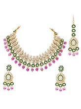 Gold Plated Green Purple Kundan Jewellery Set