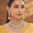 Gold Plated Green Kundan Pearl Bridal Set
