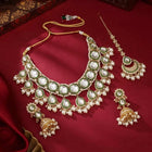 Gold Plated Green Kundan Pearl Bridal Set