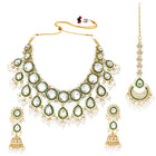 Gold Plated Green Kundan Pearl Bridal Set