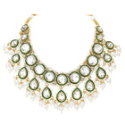 Gold Plated Green Kundan Pearl Bridal Set