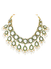 Gold Plated Green Kundan Pearl Bridal Set