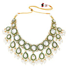 Gold Plated Green Kundan Pearl Bridal Set