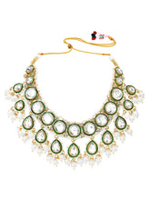 Gold Plated Green Kundan Pearl Bridal Set