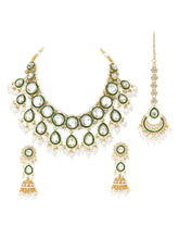 Gold Plated Green Kundan Pearl Bridal Set