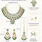 Gold Plated Green Kundan Bead Bridal Necklace Set