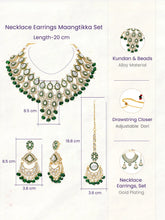 Gold Plated Green Kundan Bead Bridal Necklace Set