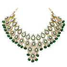 Gold Plated Green Kundan Bead Bridal Necklace Set