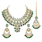 Gold Plated Green Kundan Bead Bridal Necklace Set