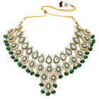 Gold Plated Green Kundan Bead Bridal Necklace Set