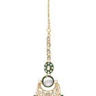 Gold Plated Green Kundan Bead Bridal Necklace Set