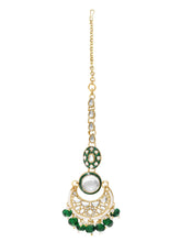 Gold Plated Green Kundan Bead Bridal Necklace Set