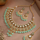 Gold Plated Mint Kundan Bead Bridal Necklace Set