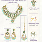 Gold Plated Mint Kundan Bead Bridal Necklace Set