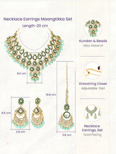 Gold Plated Mint Kundan Bead Bridal Necklace Set