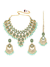 Gold Plated Mint Kundan Bead Bridal Necklace Set