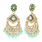 Gold Plated Mint Kundan Bead Bridal Necklace Set