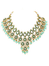 Gold Plated Mint Kundan Bead Bridal Necklace Set