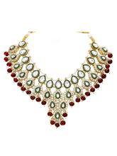 Gold Plated Maroon Kundan Bead Bridal Necklace Set