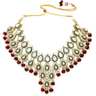 Gold Plated Maroon Kundan Bead Bridal Necklace Set