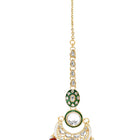 Gold Plated Maroon Kundan Bead Bridal Necklace Set