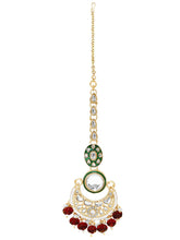 Gold Plated Maroon Kundan Bead Bridal Necklace Set