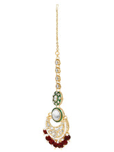 Gold Plated Maroon Kundan Bead Bridal Necklace Set
