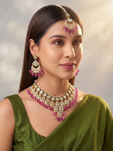 Gold Plated Purple Kundan Bead Bridal Necklace Set