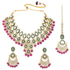 Gold Plated Purple Kundan Bead Bridal Necklace Set